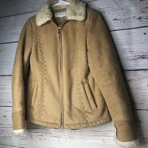 Liz Claiborne Tan and Fur Jacket Petite
